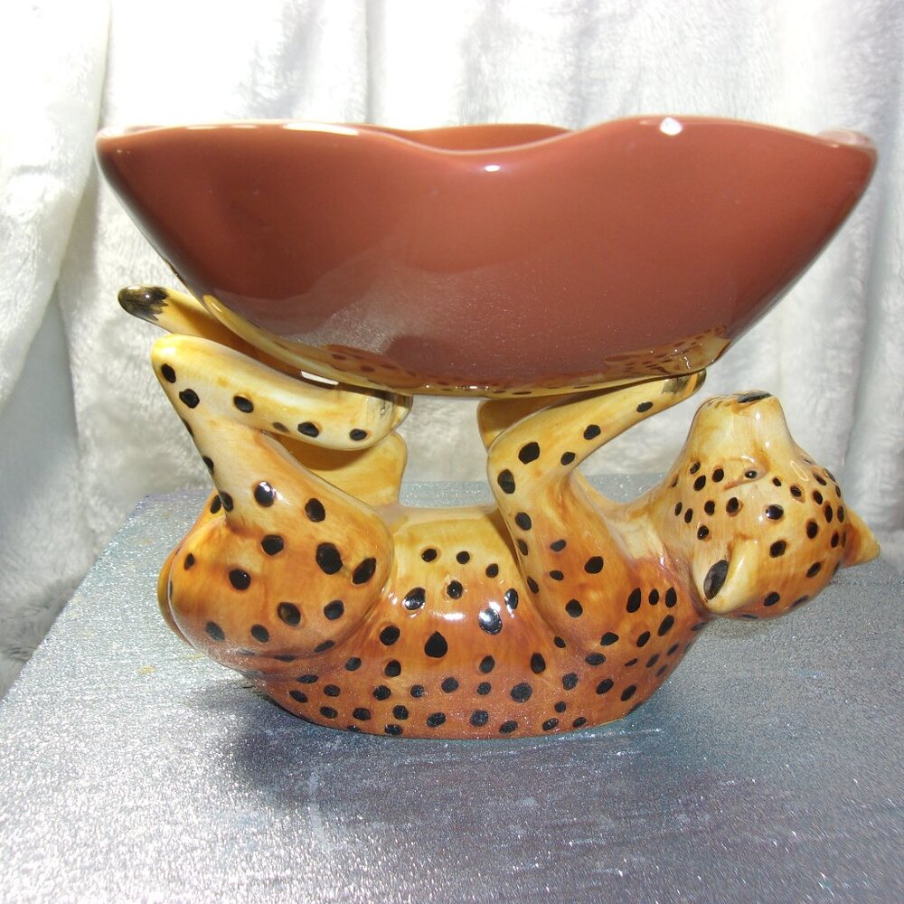 H-205 VINTAGE VIGOR LEOPARD  CANDY/TRINKET DISH